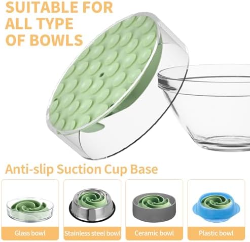 Slow Feeder Dog Bowls Insert, Bestalk Soft Silicone Slow Eating Feeder Insert with Suction Cups for Small, Medium and Large Dogs, Fit into Basic and Elevated Dog Bowls, Green - Image 6
