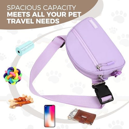 Dog Treat Pouch Pet Training Walking Fanny Pack with Built-in Poop Bag Dispenser & Waste Bag Holder | Stylish Puppy Training Essentials Supplies | Free Dog Clicker (Lavender) - Image 4