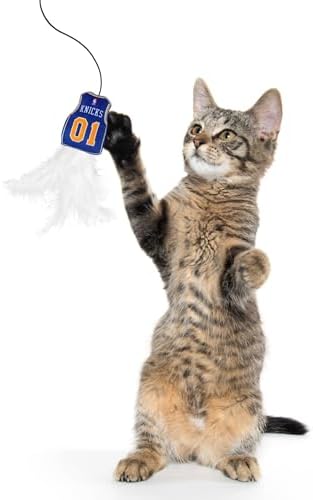 NBA NEW YORK Knicks Team Jersey Wand with CAT NIP, Cat Toy Jersey Shaped Plush Teaser Toy for Cats & Kittens - Interactive Pet Toy for Play & Exercise - Image 5