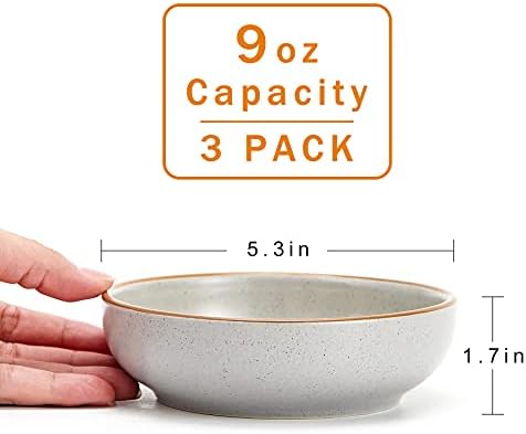 Cottagecore Ceramic Cat Bowls, 3 Pack Set, Gray, 5.3 in Shallow Pet Bowl for Kitten, Cat, Small Dog - Image 4
