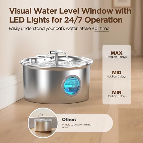 Cat Water Fountain Stainless Steel: Water Dispenser for Cats Indoor - Pet Dispenser Supplies Accessories - 16 Pack Cat Water Fountain Replacement Filters - 8 Multi-Functional Filters and 8 Sponges - Image 3