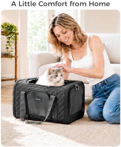 Cat Carrier Airline Approved, Soft Pet Carrier, 17x11x9.5 in, Black - Image 6