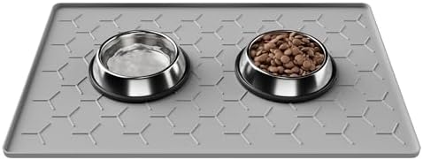 Pieviev Silicone Dog Cat Food Bowl Mat, Waterproof Raised Edge, 24'' x 16'' by Pieviev