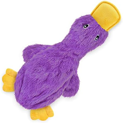 Best Pet Supplies Interactive Squeaky Dog Chew Toy, Ideal Dog Toys for Chewers, Small, Medium & Large Dogs, and Fetch Lovers - Crinkle Duck (Yellow, Purple & Turquoise), Large - Image 3