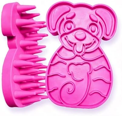 Pet Bath & Massage Brush,Pet Grooming Brush,Soft Rubber Scrubber for Brushing,Massaging,Bathing,Shampooing and Reducing Hairballs (Pink, Style 3) by Zdxftc