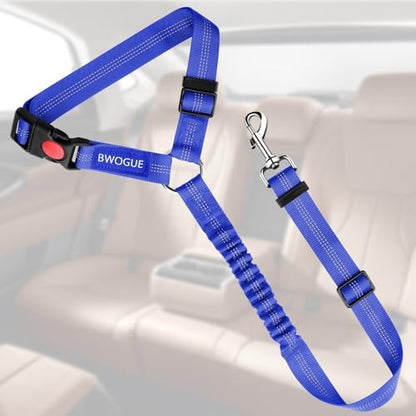 BWOGUE Dog Seat Belt for Car, Headrest Restraint Bungee Lead, Dark Blue - Image 2