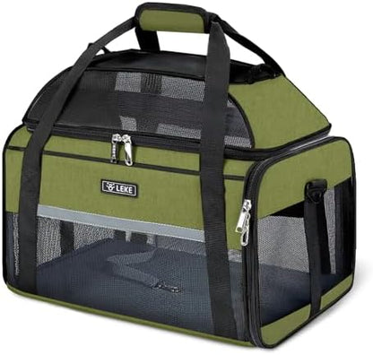 Lekereise Top-Expandable Pet Carrier 17x11x9.5 Inch Alaska Hawaiian Airline Approved Soft Sided Underseat to 12lbs Travel Carriers for Small Dogs and Cats with Locking Safety Zippers Anti-Scratch Mesh by Lekereise