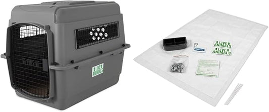 Petmate Sky Kennel Pet Carrier (32 Inch) and Petmate 290300 Kennel Travel Kit