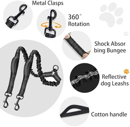 Double Dog Leash, 18~120 Lbs, No Tangle with Padded Handles, 360° Swivel - Image 6