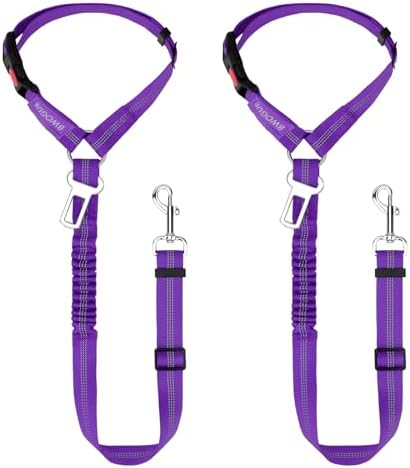 BWOGUE 2 Pack Dog Seat Belt for Car, Elastic Headrest Restraint by BWOGUEPetHome