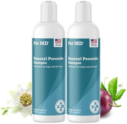 Pet MD - Benzoyl Peroxide Shampoo for Dogs and Cats - Effective for Skin Conditions, Dandruff, Itch Relief, Acne and Folliculitis - Citrus Scent - 12 oz (Pack of 2) by PetMD