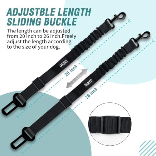 COOYOO Dog Seat Belt,Retractable Dog Car Harness Seat Belt for Car Adjustable Nylon Pet Safety Seat Belts Heavy Duty & Elastic Bungee Buffer - Image 4