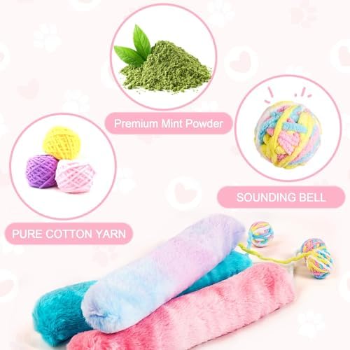 Cat Kicker Toy Large 3pcs, Cat Catnip Toys with Bell - Image 6