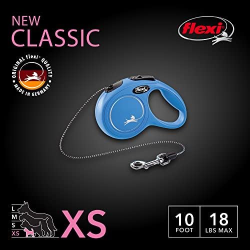 FLEXI® Classic XS Cord Retractable Dog Leash, 3-Finger Grip, 10 ft - Blue - Image 2