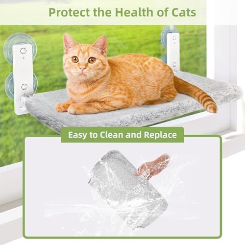 2PCS Replacement Cover for Cat Window Perch, M Size Cordless Cat Window Hammock Bed Accessories, Reversible Breathable/Warm Seat Cover for Inside (Grey, 20.4" L x 11.8" W) - Image 4