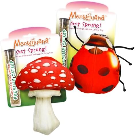 Meowijuana Get Sprung Refillable Cat Toy Bundle | Plush Catnip Toy, 2 Pack by Meowijuana