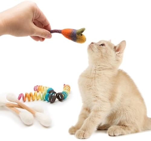 Glaciart One Indoor Catnip Cat Toy Pack - 7pc | Kitty Toys Include Wool Springs, Swabs & Mouse | for Activity, Exercise & Play | Filled w/Organic Catnip to Excite/Calm Pet | Great Gift Idea - Image 4