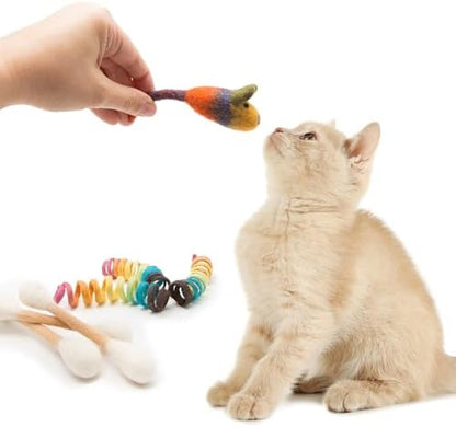 Glaciart One Indoor Catnip Cat Toy Pack - 7pc | Kitty Toys Include Wool Springs, Swabs & Mouse | for Activity, Exercise & Play | Filled w/Organic Catnip to Excite/Calm Pet | Great Gift Idea - Image 4