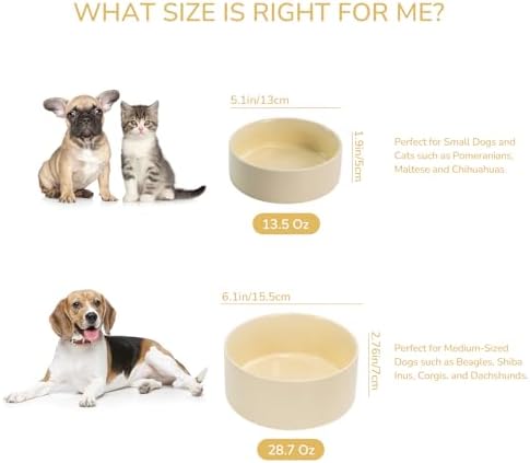 SPUNKYJUNKY 28.7OZ Ceramic Dog and Cat Bowl, Modern Cute Weighted Food Water Bowl for Replacement Beige (1 Pack) - Image 3