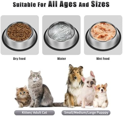 3Pcs Stainless Steel Dog Bowls Set - Non-Slip Food and Water Bowl 20 Oz - Dishwasher-Safe, Rust Resistant Metal Pet Bowls for Small/Medium/Large Sized Pets - Image 6