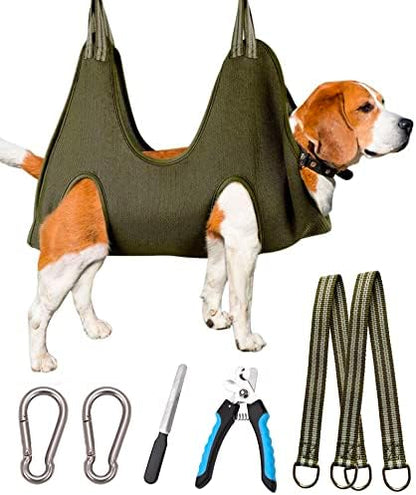Kkiimatt Dog Grooming Hammock Harness for Medium-Large Size Dogs, Pet Grooming Hammock Dog Nail Hammock with Nail Clippers/Trimmer,Dog Sling Holder Helper for Nail Trimming/Clipping by Kkiimatt