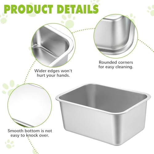 Fhiny 2 PCS Stainless Steel Dog Bowl, 2 Gallon Capacity Durable Metal Water Dish for Large Dogs, Indoor/Outdoor, Dishwasher Safe - Image 4