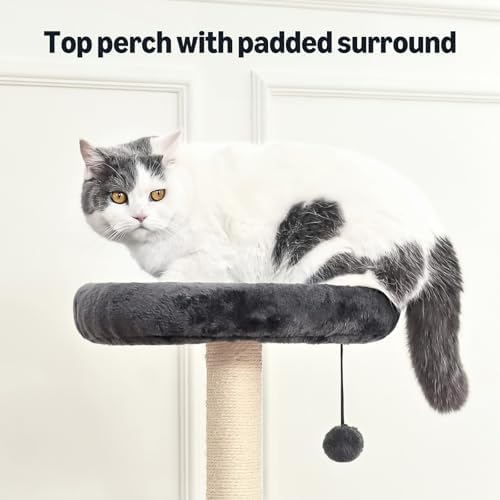 Amazon Basics Cat Tree Tower for Indoor cat, Solid Steel Frame with Removable Scratching Pad, Gray, 32 Inches - Image 5