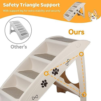 Dog Stairs for High Beds, Foldable Pet Steps Ramp with Non-Slip Bottom for Cats and Small Dogs, for Couch, Car, Portable Waterproof Dog Steps - Image 6