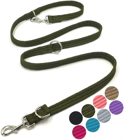 Multifunctional Double Ended Dog Leash,for Obedience Training Or Distance Work Easy to Use,Lightweight,Soft&Durable Convertible Hands Free,Crossbody,Over Shoulder(Army Green, 2M*2.5CM) by MoTaity