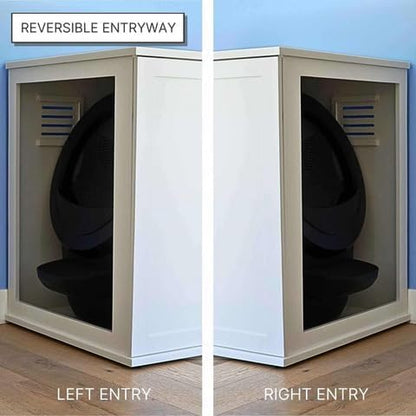 THE REFINED FELINE Refined Self-Cleaning Litter Box Cabinet, Wooden Cat Litter Box Enclosure for Automatic Litter Boxes, White, Modern.