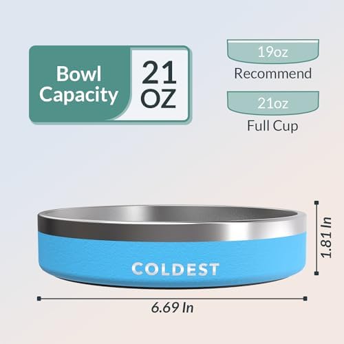 Coldest Dog Bowl - Anti Rust Metal, Non Slip, 3 Layers Insulated Stainless Steel Dog Bowls - Spill Proof & Heavy Duty - Water Bowl for Dogs, Cats & Pets, Dish Washer Safe (21 oz, Celestial Blue) - Image 4