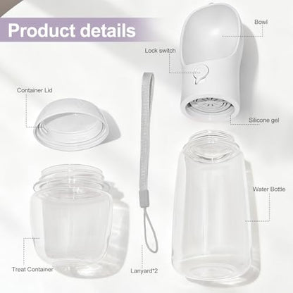 Portable Dog Water Bottle with Food Container, Drinking Bottle for Travel - Image 2