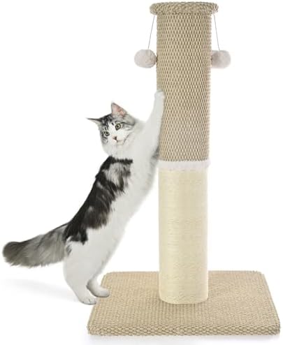 Made4Pets Tall Cat Scratching Post with Sisal & Carpet for Indoor Cats, 33" by Made4Pets