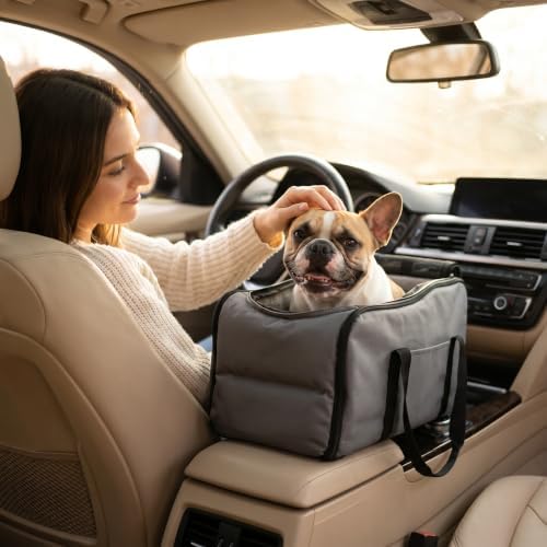 Center Console Dog Car Seat for Small Dogs Under 13LBS Grey - Image 5