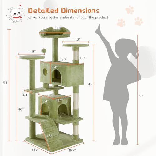 DUMOS 54 Inch Cat Tree Tower with Scratching Posts, Indoor Use - Image 6