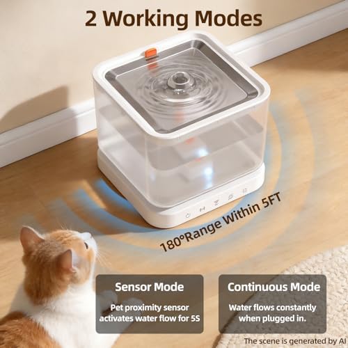 Wireless Cat Water Fountain,3L/101oz Cat Water Fountain for Cats Indoor,4000mAh Battery Operated Pet Water Fountain,Cat Fountain with Stainless Steel Tray,BPA-Free(P08F) - Image 3
