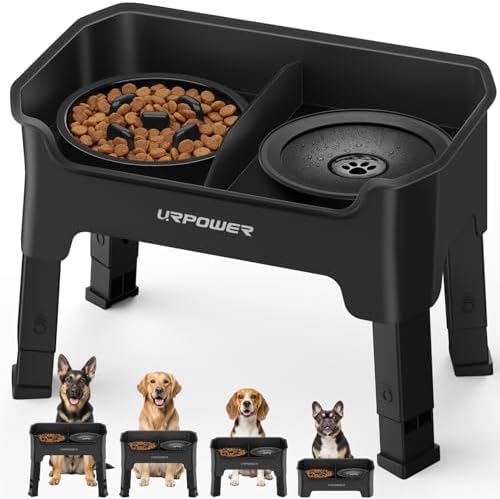 URPOWER Mess Proof Elevated Dog Bowls 4 Height Adjustable Raised Stand by URPOWER