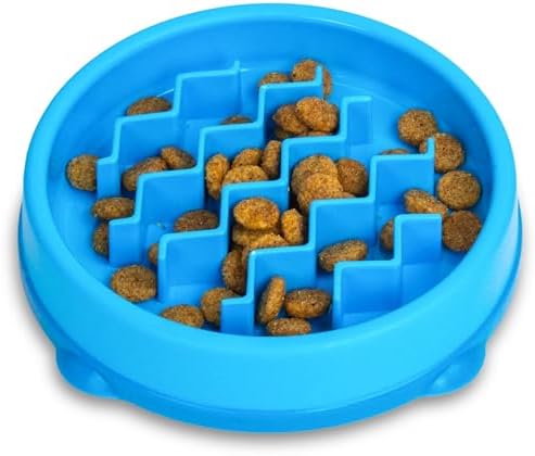Catstages Kitty Slow Feeder Bowl for Cats & Kittens, 3/4 Cup, Blue, 5" by Catstages