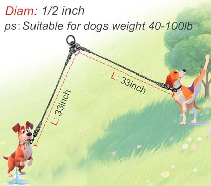 Double Dog Leash Coupler, Heavy Duty Extension Rope for Two Dogs, No Tangle 1/2" Thick Dual Dog Lead Splitter for Large Medium Dogs Over 40 lbs (33"- Pinkblue) - Image 4