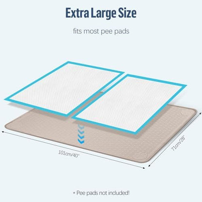 Pee Pad Holder for Dogs 40''x28'' Silicone Puppy Pee Pad Tray, Khaki - Image 2