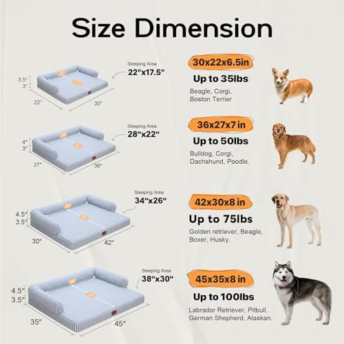 MEKIY Orthopedic Washable Dog Bed with Bolster for Medium to Large Dogs - Image 3