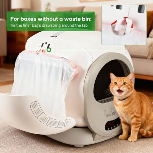 SZEE 120 Pcs Drawstring Automatic Cat Litter Box Bags Compatible with MW-SC01/SC02/SC09/LR01/LB02, Cat Litter Bags for Automatic Litter Box Featuring Side-Access Waste Storage, 18x12.6 Inch - Image 4
