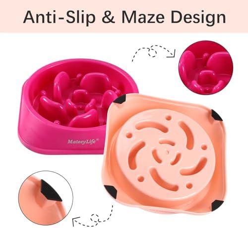 MateeyLife 2-Pack Slow Feeder Dog Bowls, 2 Cups, Dog Puzzle Feeder Bowl - Image 4
