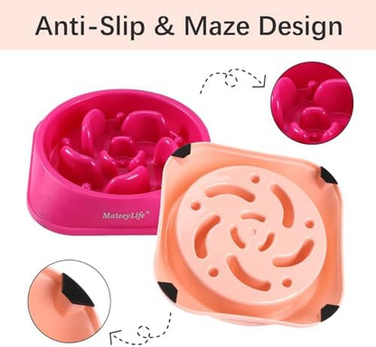 MateeyLife 2-Pack Slow Feeder Dog Bowls, 2 Cups, Dog Puzzle Feeder Bowl - Image 4