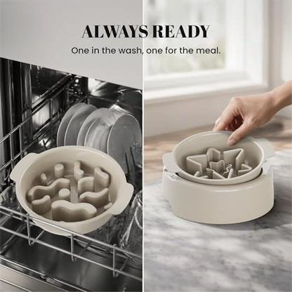 AVERYDAY 3 Pack Slow Feeder Dog Bowl Set, Two Weighted Maze Insert Bowls, Anti-Slip Changeable Puzzle Feeding Bowl for Wet Dry & Raw Dog Food, Slow Eating Deep Pet Food Dish for Medium & Large Breeds - Image 3