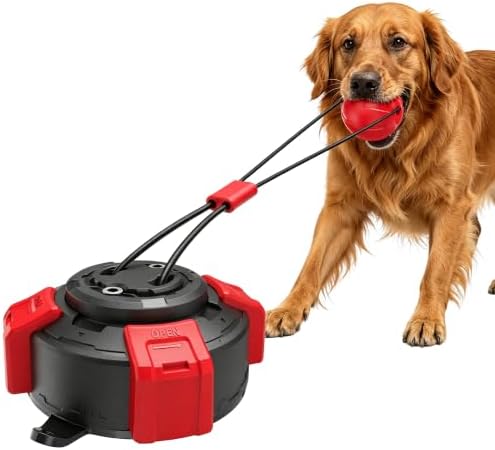 Suction Cup Dog Tug of War Toy for Aggressive Chewers, Interactive Self Play Chew, Puppy Teething Enrichment Puzzle for Mental Stimulation, Dogs Indoor Outdoor (red) by Unknown