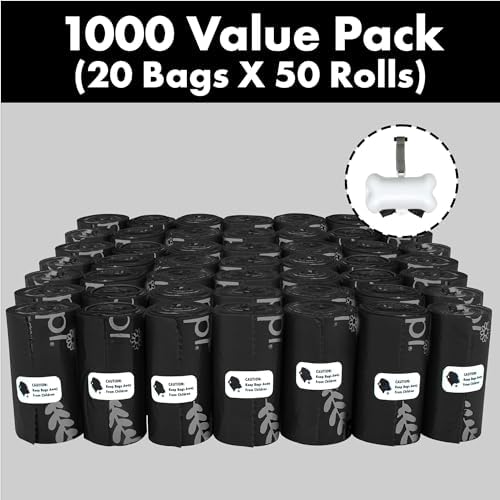 GORILLA SUPPLY Dog Poop Waste Bags with Dispenser and Leash Tie, 9" x 13", Black, 1000 Count - Image 2