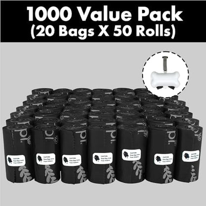GORILLA SUPPLY Dog Poop Waste Bags with Dispenser and Leash Tie, 9" x 13", Black, 1000 Count - Image 2