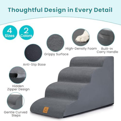 Dog Steps for Bed, 4-Step Dog Stairs for Small Dogs and Cats, 17.7" H - Image 5