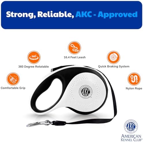 American Kennel Club Retractable Dog Leash, 16.4ft, Tangle-Free, Ergonomic Grip, One-Hand Brake, for Medium & Large Dogs up to 110 lbs - Image 2